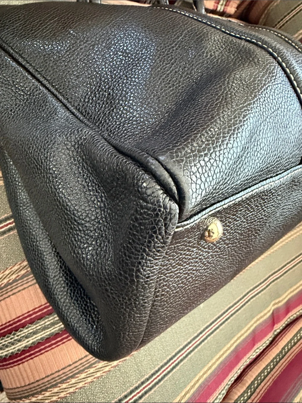 Carolina Herrera Black Leather Andy Satchel Tote Bag